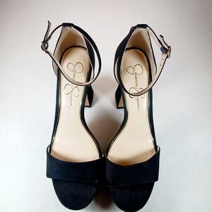 Jessica Simpson Women's Black Ankle Strap Block Heel Sandals Party Event